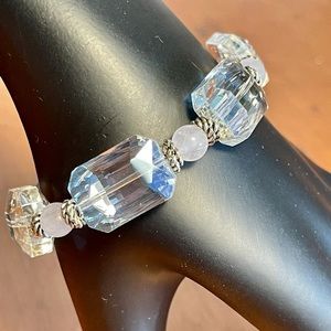 Large Glass rectangle beaded bracelet